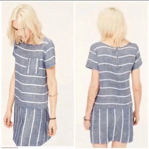 Lou & Grey Striped Chambray Shirt Sleeve Dress XS